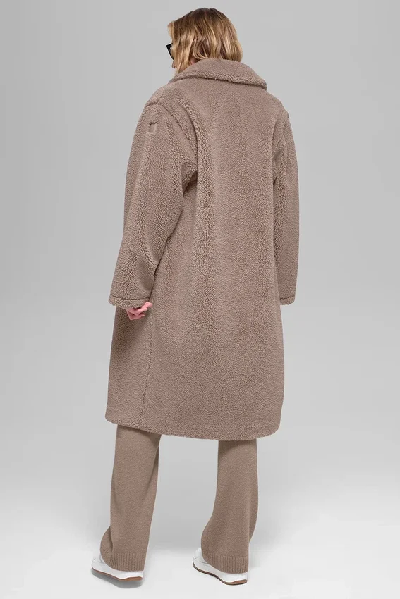 Trencz oversize z polaru Sherpa – Chai Latte