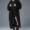 Trencz oversize z polaru sherpa – czarny
