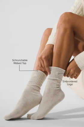 Unisexowe skarpety z wełny i kaszmiru z lekkim matowym wykończeniem – Winter Latte/kość słoniowa