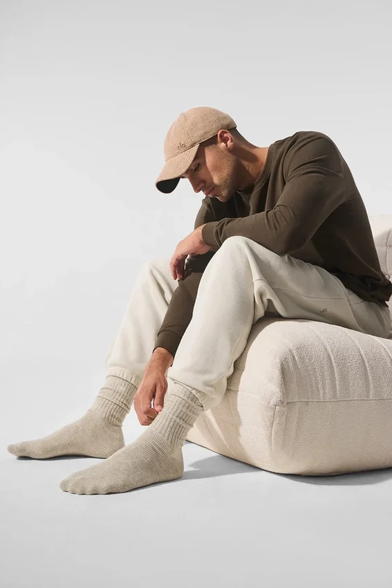 Unisexowe skarpety z wełny i kaszmiru z lekkim matowym wykończeniem – Winter Latte/kość słoniowa