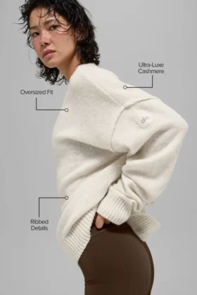 Unisexowy sweter z wełny i kaszmiru z serii New Class z okrągłym dekoltem – kolor kości heather
