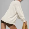 Unisexowy sweter z wełny i kaszmiru z serii New Class z okrągłym dekoltem – kolor kości heather