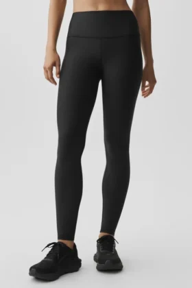 Zimowe, ciepłe High-Waist Airlift Legginsy – czarne